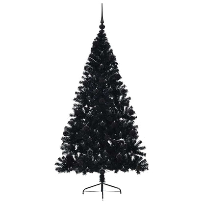 vidaXL Künstlicher vorbeleuchteter Weihnachtsbaum Schwarz 210 cm PVC
