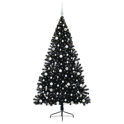 vidaXL Künstlicher vorbeleuchteter Weihnachtsbaum Schwarz 210 cm PVC