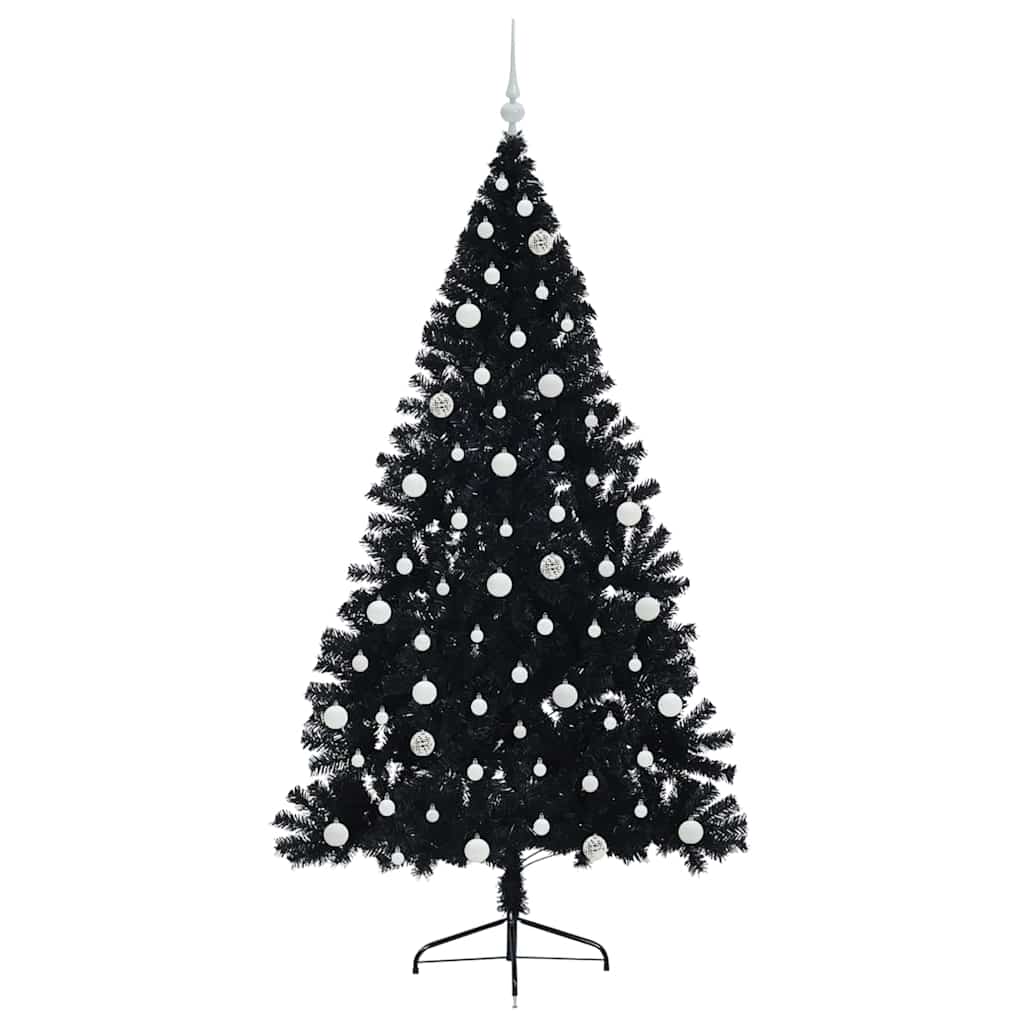 vidaXL Künstlicher vorbeleuchteter Weihnachtsbaum Schwarz 210 cm PVC