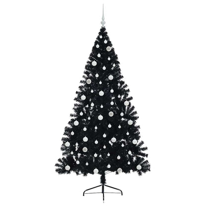 vidaXL Künstlicher vorbeleuchteter Weihnachtsbaum Schwarz 210 cm PVC