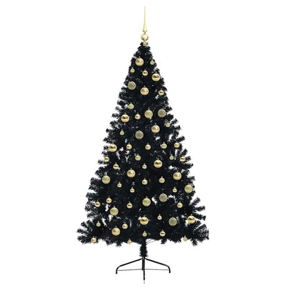 vidaXL Künstlicher vorbeleuchteter Weihnachtsbaum Schwarz 210 cm PVC