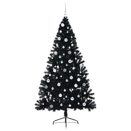vidaXL Künstlicher vorbeleuchteter Weihnachtsbaum Schwarz 210 cm PVC