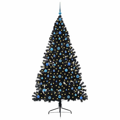 vidaXL Künstlicher vorbeleuchteter Weihnachtsbaum Schwarz 210 cm PVC