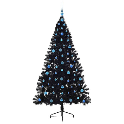 vidaXL Künstlicher vorbeleuchteter Weihnachtsbaum Schwarz 210 cm PVC