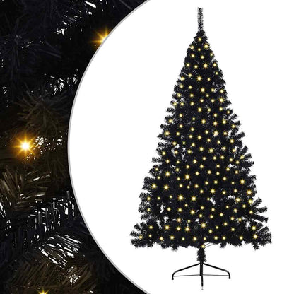 vidaXL Künstlicher vorbeleuchteter Weihnachtsbaum Schwarz 240 cm PVC