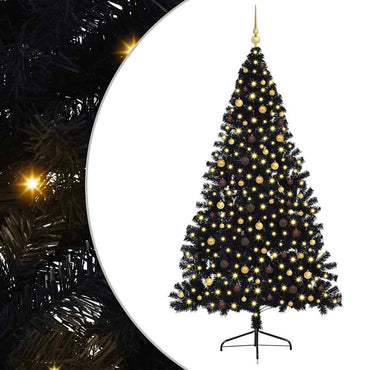 vidaXL Künstlicher vorbeleuchteter Weihnachtsbaum Schwarz 240 cm PVC