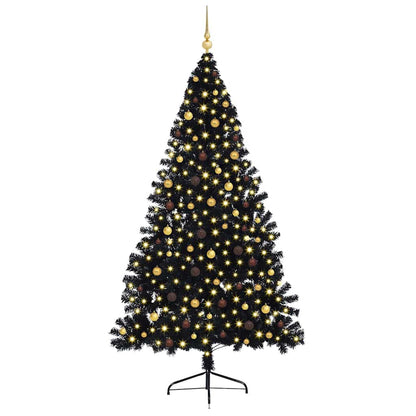 vidaXL Künstlicher vorbeleuchteter Weihnachtsbaum Schwarz 240 cm PVC