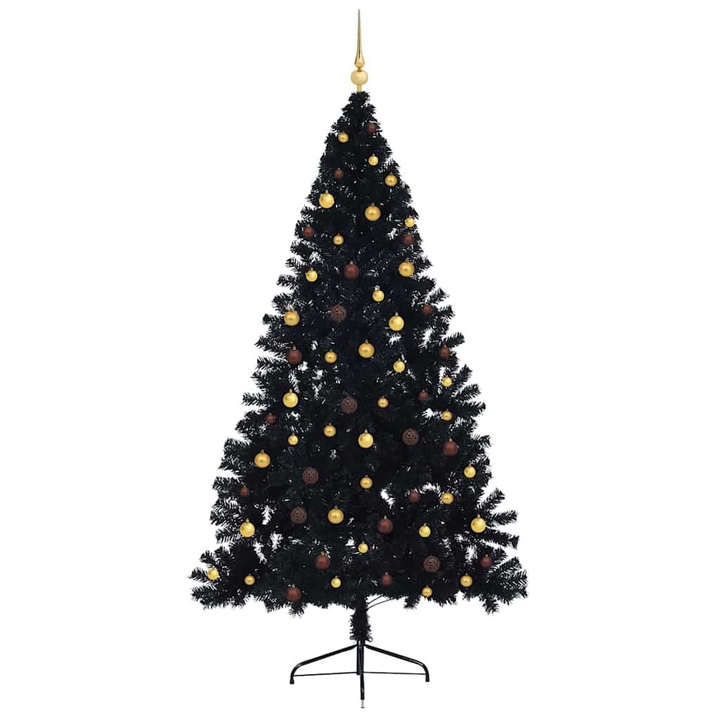 vidaXL Künstlicher vorbeleuchteter Weihnachtsbaum Schwarz 240 cm PVC