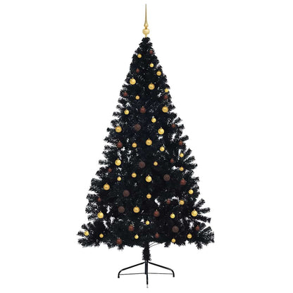 vidaXL Künstlicher vorbeleuchteter Weihnachtsbaum Schwarz 240 cm PVC