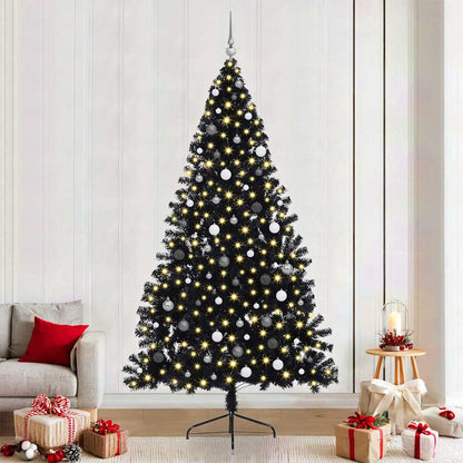 vidaXL Künstlicher vorbeleuchteter Weihnachtsbaum Schwarz 240 cm PVC