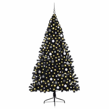 vidaXL Künstlicher vorbeleuchteter Weihnachtsbaum Schwarz 240 cm PVC