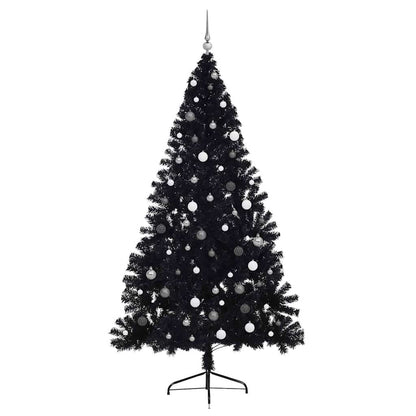 vidaXL Künstlicher vorbeleuchteter Weihnachtsbaum Schwarz 240 cm PVC
