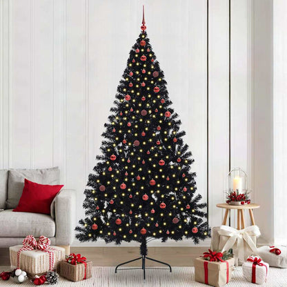 vidaXL Künstlicher vorbeleuchteter Weihnachtsbaum Schwarz 240 cm PVC