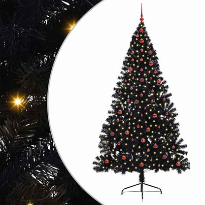 vidaXL Künstlicher vorbeleuchteter Weihnachtsbaum Schwarz 240 cm PVC