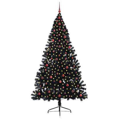 vidaXL Künstlicher vorbeleuchteter Weihnachtsbaum Schwarz 240 cm PVC