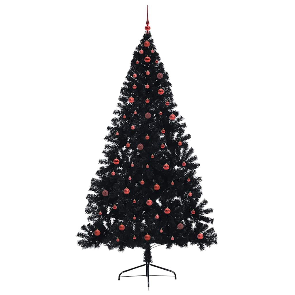 vidaXL Künstlicher vorbeleuchteter Weihnachtsbaum Schwarz 240 cm PVC
