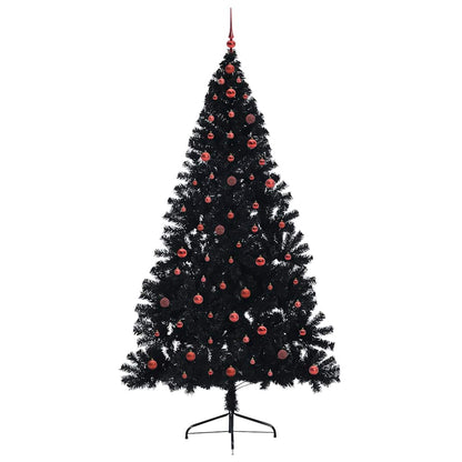 vidaXL Künstlicher vorbeleuchteter Weihnachtsbaum Schwarz 240 cm PVC