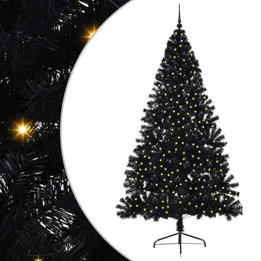 vidaXL Künstlicher vorbeleuchteter Weihnachtsbaum Schwarz 240 cm PVC