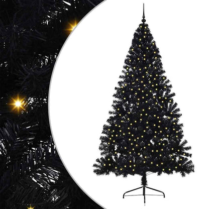 vidaXL Künstlicher vorbeleuchteter Weihnachtsbaum Schwarz 240 cm PVC