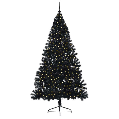 vidaXL Künstlicher vorbeleuchteter Weihnachtsbaum Schwarz 240 cm PVC