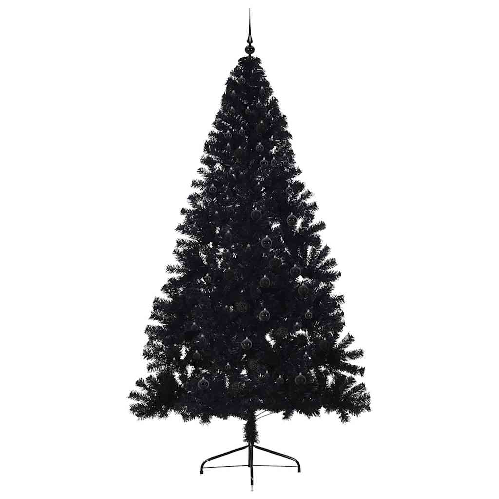 vidaXL Künstlicher vorbeleuchteter Weihnachtsbaum Schwarz 240 cm PVC