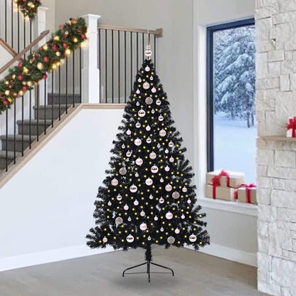 vidaXL Künstlicher vorbeleuchteter Weihnachtsbaum Schwarz 240 cm PVC