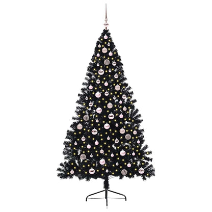 vidaXL Künstlicher vorbeleuchteter Weihnachtsbaum Schwarz 240 cm PVC