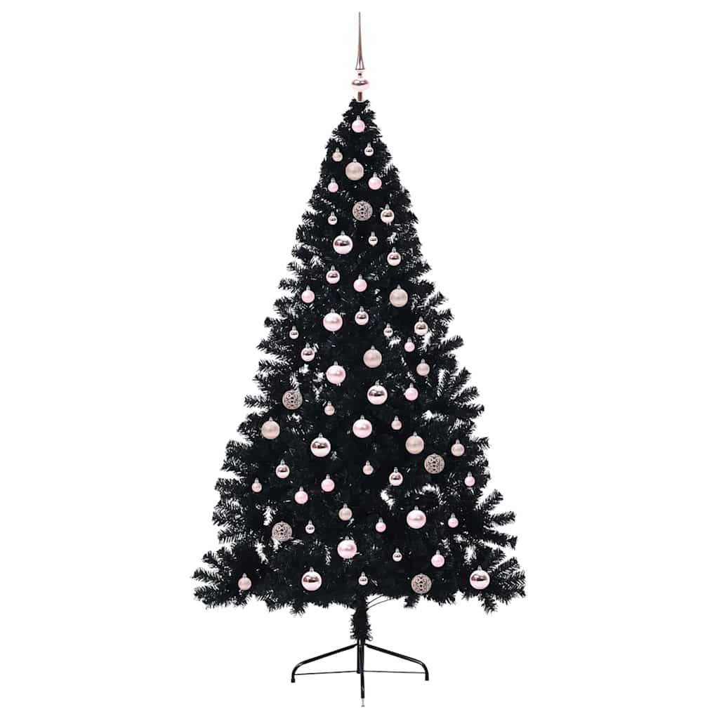 vidaXL Künstlicher vorbeleuchteter Weihnachtsbaum Schwarz 240 cm PVC