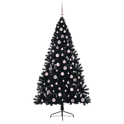 vidaXL Künstlicher vorbeleuchteter Weihnachtsbaum Schwarz 240 cm PVC