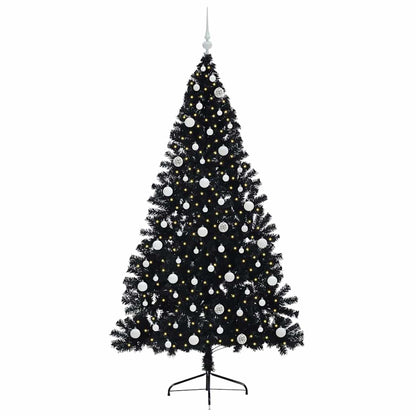 vidaXL Künstlicher vorbeleuchteter Weihnachtsbaum Schwarz 240 cm PVC