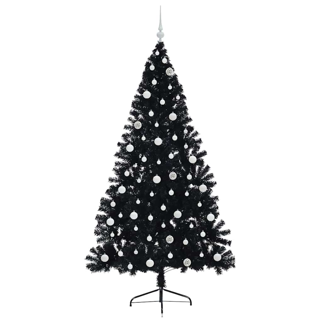 vidaXL Künstlicher vorbeleuchteter Weihnachtsbaum Schwarz 240 cm PVC