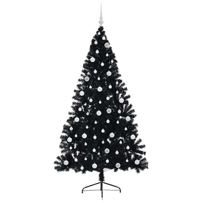 vidaXL Künstlicher vorbeleuchteter Weihnachtsbaum Schwarz 240 cm PVC