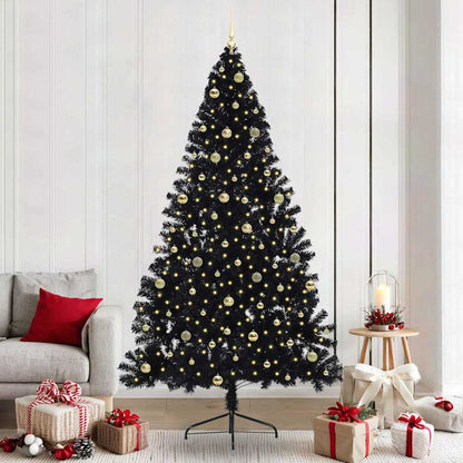 vidaXL Künstlicher vorbeleuchteter Weihnachtsbaum Schwarz 240 cm PVC