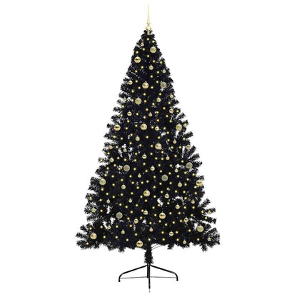 vidaXL Künstlicher vorbeleuchteter Weihnachtsbaum Schwarz 240 cm PVC