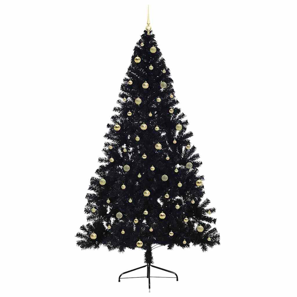 vidaXL Künstlicher vorbeleuchteter Weihnachtsbaum Schwarz 240 cm PVC