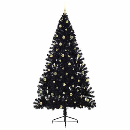 vidaXL Künstlicher vorbeleuchteter Weihnachtsbaum Schwarz 240 cm PVC