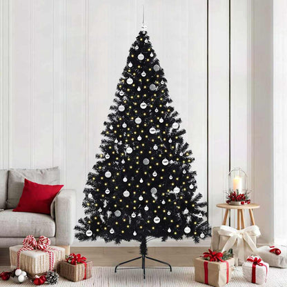 vidaXL Künstlicher vorbeleuchteter Weihnachtsbaum Schwarz 240 cm PVC