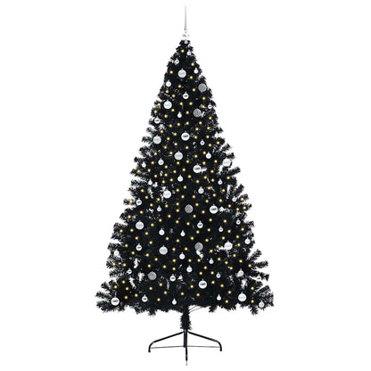 vidaXL Künstlicher vorbeleuchteter Weihnachtsbaum Schwarz 240 cm PVC