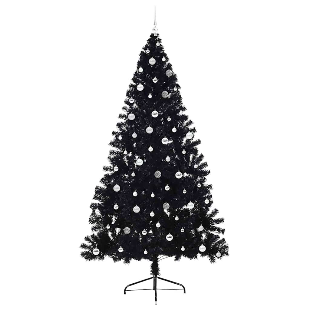 vidaXL Künstlicher vorbeleuchteter Weihnachtsbaum Schwarz 240 cm PVC