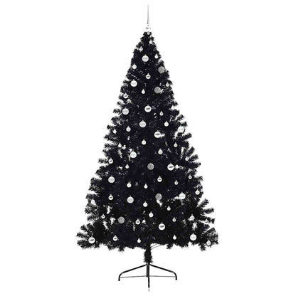 vidaXL Künstlicher vorbeleuchteter Weihnachtsbaum Schwarz 240 cm PVC