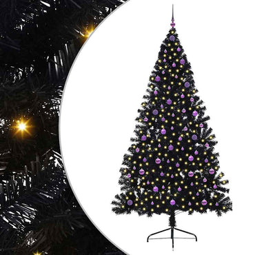 vidaXL Künstlicher vorbeleuchteter Weihnachtsbaum Schwarz 240 cm PVC