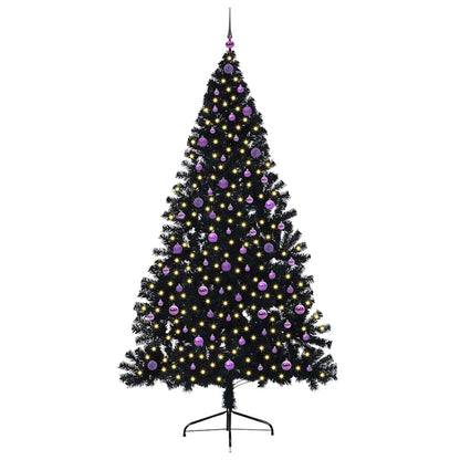 vidaXL Künstlicher vorbeleuchteter Weihnachtsbaum Schwarz 240 cm PVC
