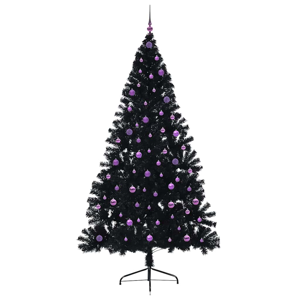 vidaXL Künstlicher vorbeleuchteter Weihnachtsbaum Schwarz 240 cm PVC