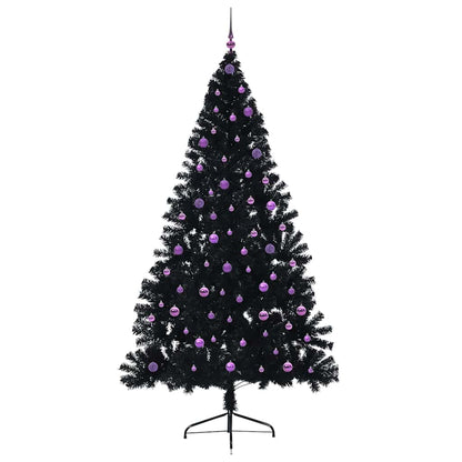 vidaXL Künstlicher vorbeleuchteter Weihnachtsbaum Schwarz 240 cm PVC
