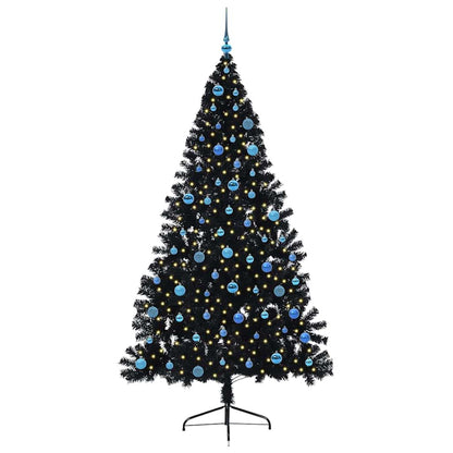 vidaXL Künstlicher vorbeleuchteter Weihnachtsbaum Schwarz 240 cm PVC
