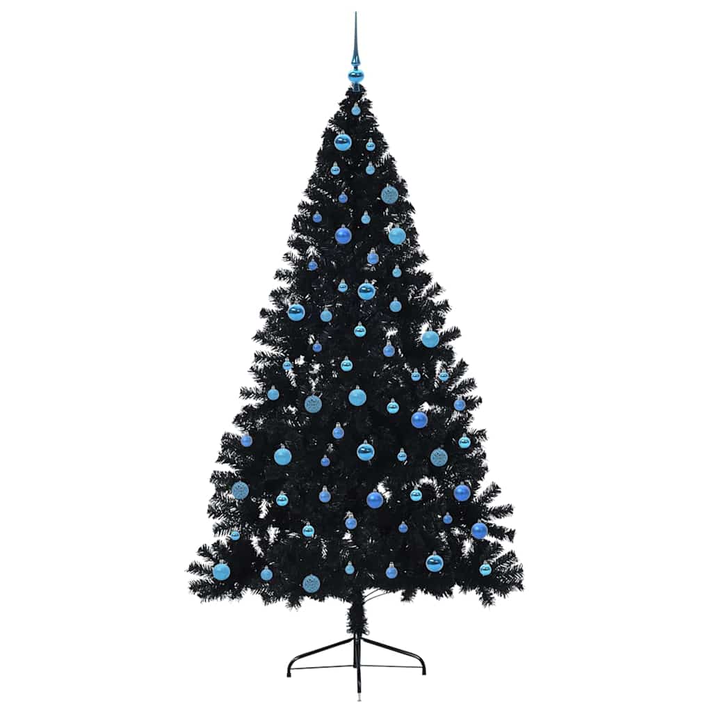 vidaXL Künstlicher vorbeleuchteter Weihnachtsbaum Schwarz 240 cm PVC