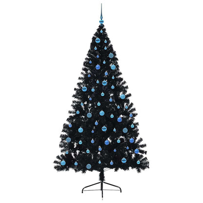 vidaXL Künstlicher vorbeleuchteter Weihnachtsbaum Schwarz 240 cm PVC