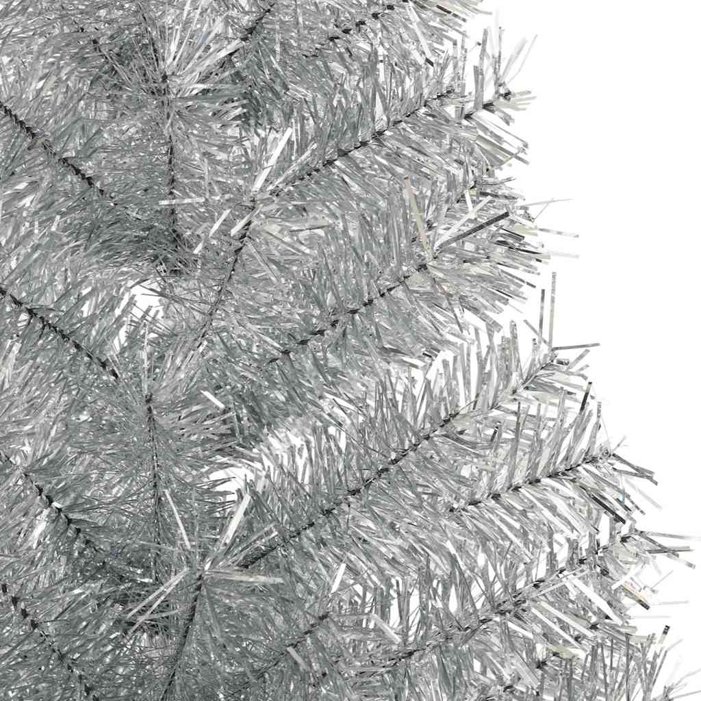 vidaXL Künstlicher vorbeleuchteter Weihnachtsbaum Silber 150 cm PET