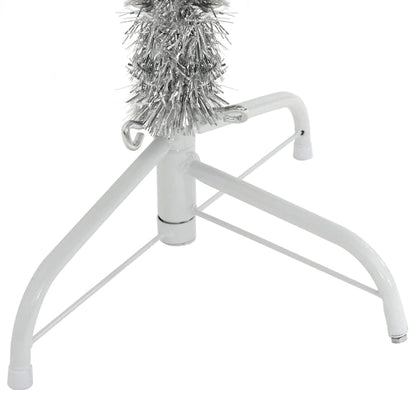 vidaXL Künstlicher vorbeleuchteter Weihnachtsbaum Silber 150 cm PET