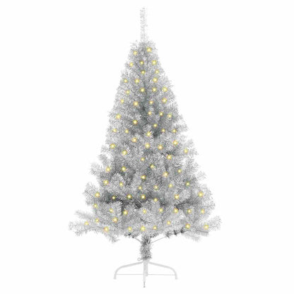 vidaXL Künstlicher vorbeleuchteter Weihnachtsbaum Silber 150 cm PET